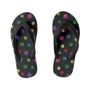 Tongs Enfants Jolies empreintes de pattes d'animaux colorées sur
