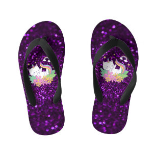 Tongs Enfants Kawaii Chat Violet Étincelle Parties scintillant G