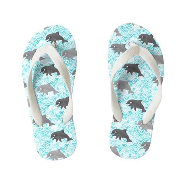 Tongs Enfants Keiki Aquarelle Dauphin Vague (Semelle)