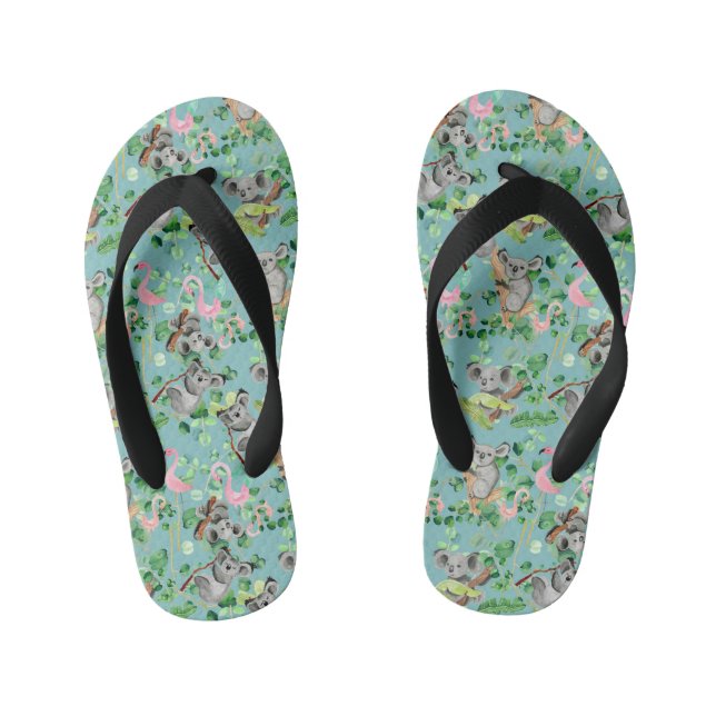 Tongs Enfants L'Australie Koala Bear Pink Flamant rose Forest Ar (Semelle)