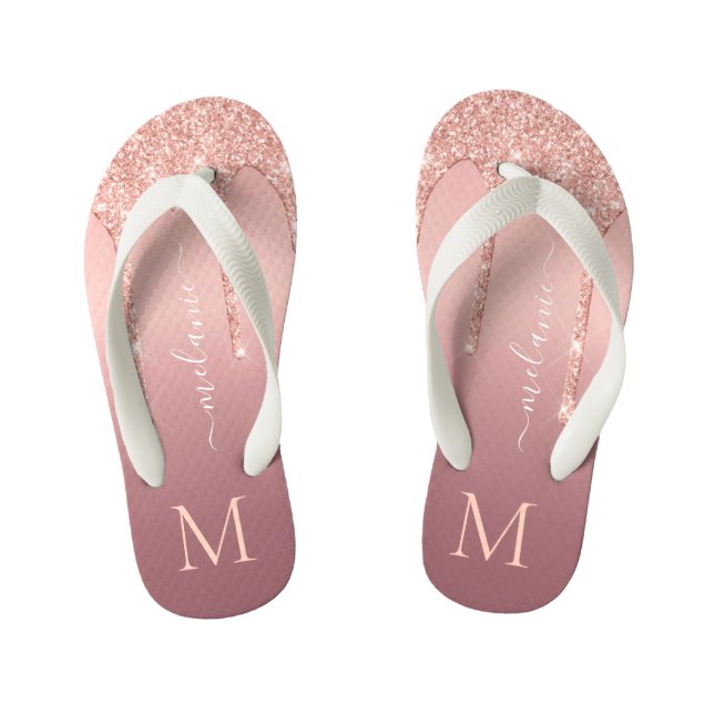 Tongs Enfants Lettre de nom personnalisée rose Parties scintilla (Semelle)