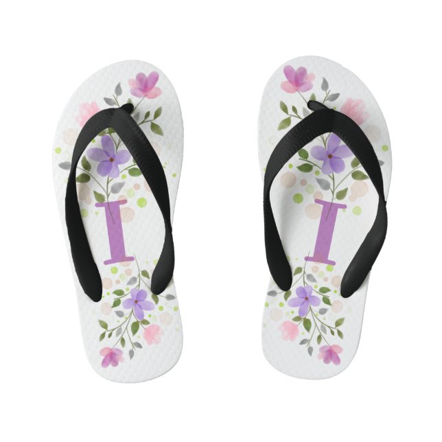 Tongs Enfants Lettre initiale I Plus Floral Design (Semelle)