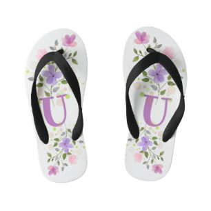 Tongs Enfants Lettre initiale U Plus Floral Design