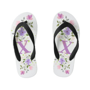 Tongs Enfants Lettre initiale X Plus Design floral