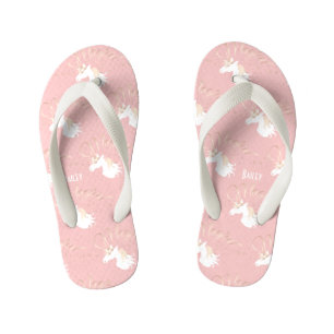 Tongs Enfants Licorne Magique Moderne Rose Personnalisée Fille