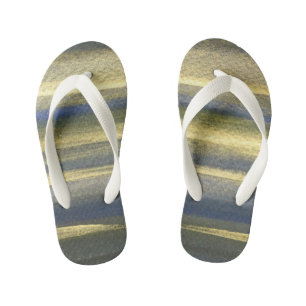 Tongs Enfants Lignes Bleues Or Flèches Personnalisées, Enfants
