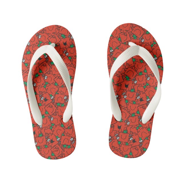 Tongs Enfants M. Strong | Haltères motif rouge et vert (Semelle)