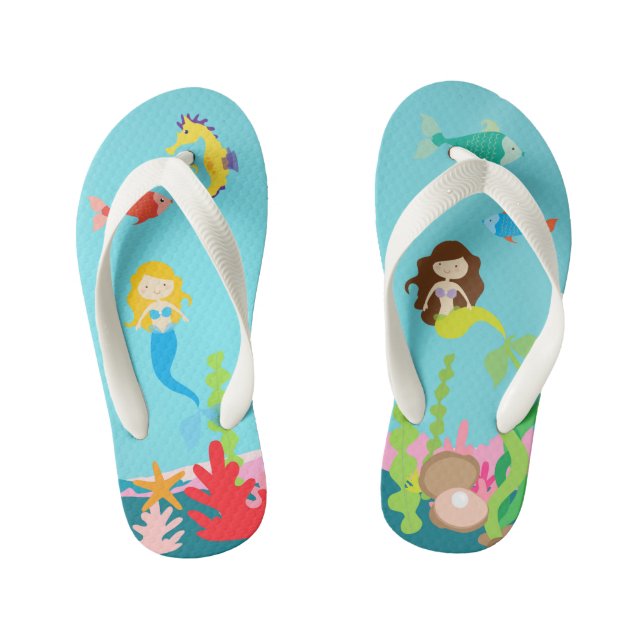 Tongs Enfants Mermaides Blonde & Brunette Undersea Life (Semelle)