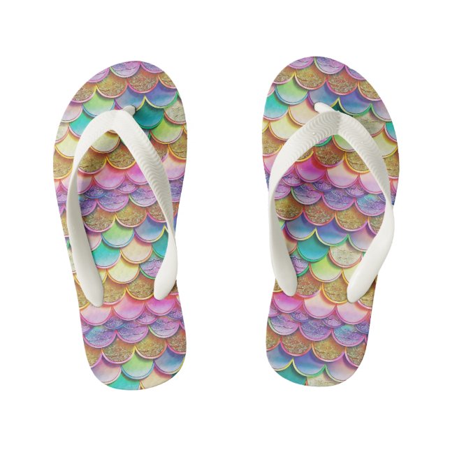 Tongs Enfants Mignonnes filles carrelées pèse-sirène motif (Semelle)
