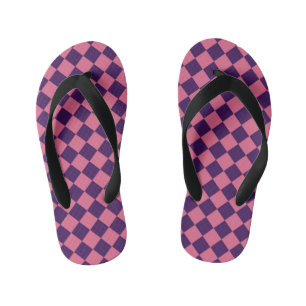 Tongs Enfants Motif à carreaux diamant rose violet