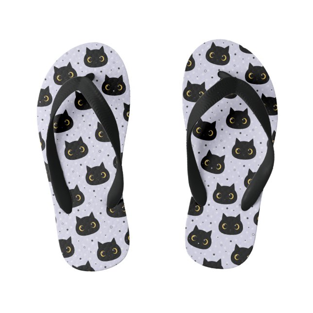 Tongs Enfants Motif à points Polka Chat Noir (Semelle)