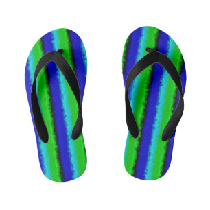 Tongs Enfants Motif arc-en-ciel bleu vert abstrait 3D