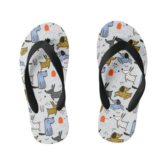 Tongs Enfants Motif chien mignon Doodle (Semelle)