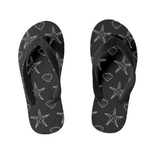 Tongs Enfants Motif Croquis Starfish Seashell en noir