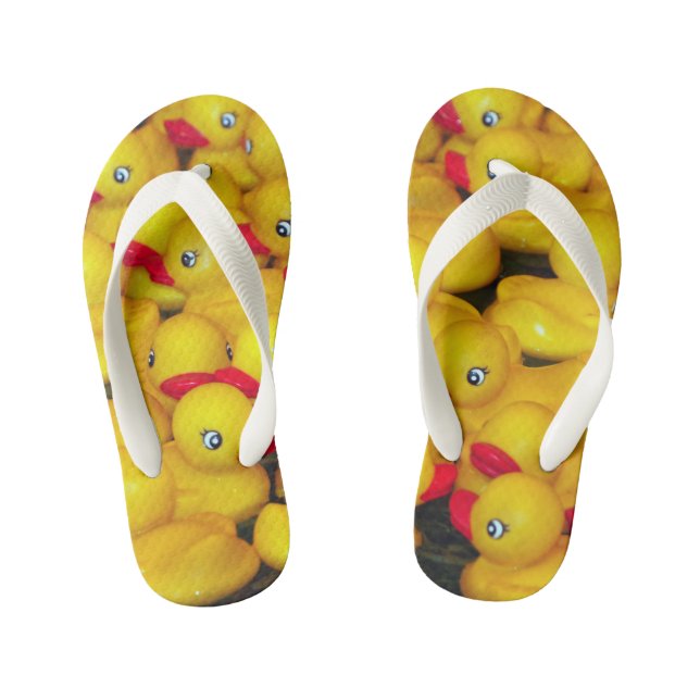 Tongs Enfants Motif de canards en caoutchouc jaune mou (Semelle)