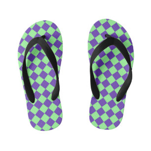 Tongs Enfants Motif de diamant Purple Green Checker