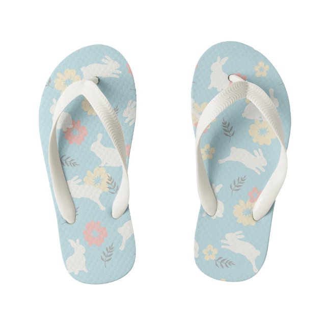 Tongs Enfants Motif de fleurs de lapins mignons (Semelle)