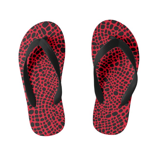 Tongs Enfants Motif de la peau orangée psychédélique rouge et no (Semelle)