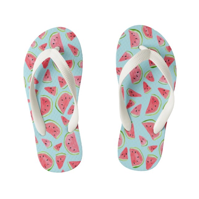 Tongs Enfants Motif de pastèque rose pâle en été (Semelle)