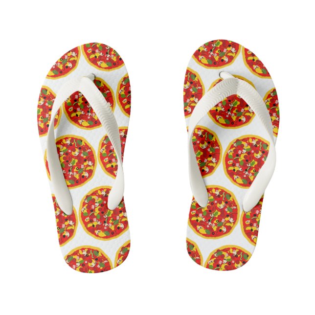 Tongs Enfants Motif de pizza caricaturale (Semelle)
