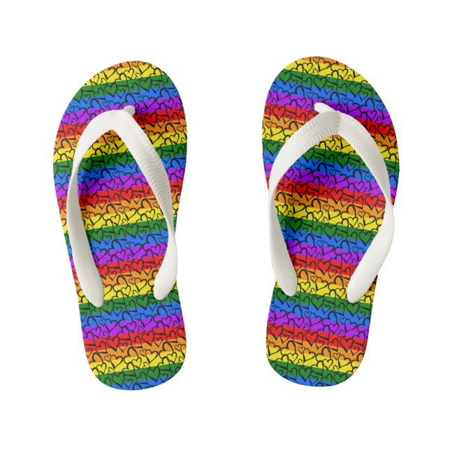 Tongs Enfants Motif du coeur arc-en-ciel (Semelle)