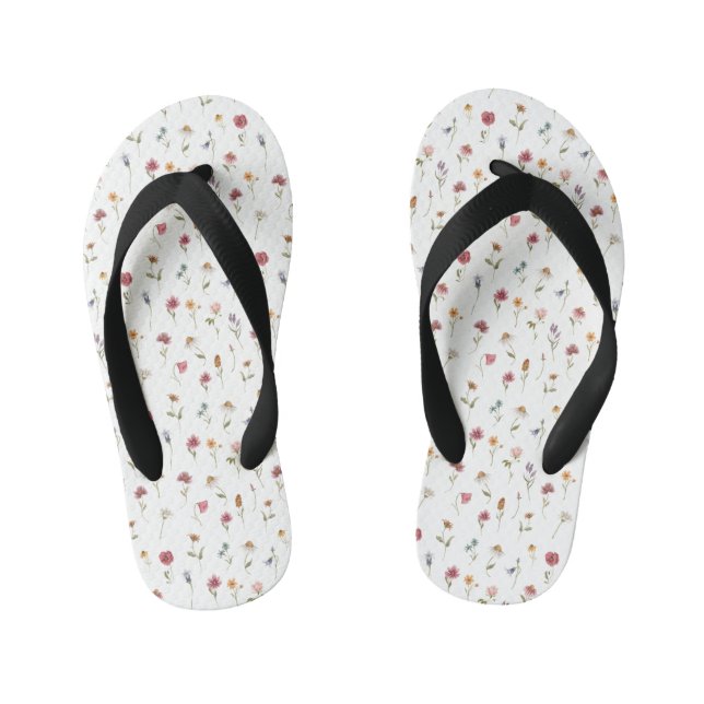 Tongs Enfants Motif Fleur sauvage de ressort aquarelle fille (Semelle)