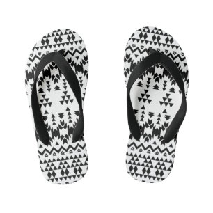 Tongs Enfants Motif géométrique Aztec noir et blanc