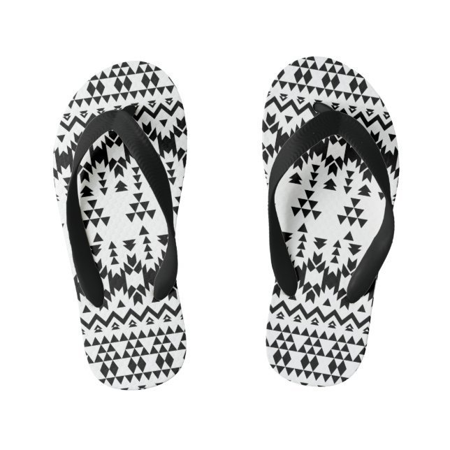 Tongs Enfants Motif géométrique Aztec noir et blanc (Semelle)
