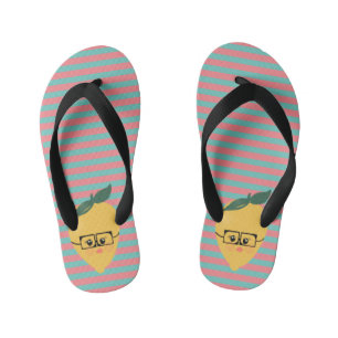 Tongs Enfants Motif rayé citron mignon