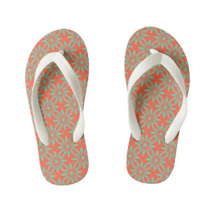 Tongs Enfants Motif sans couture de fleurs d'aquamarine corail