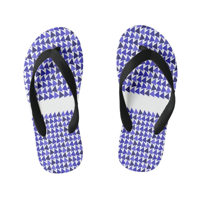 Tongs Enfants Motif triangle géométrie bleue Nom personnalisé , (Semelle)