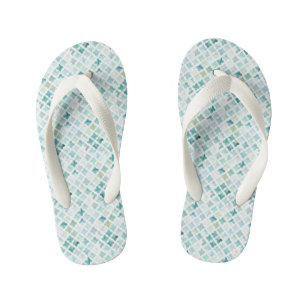 Tongs Enfants Motif Turquoise Peint À La Main