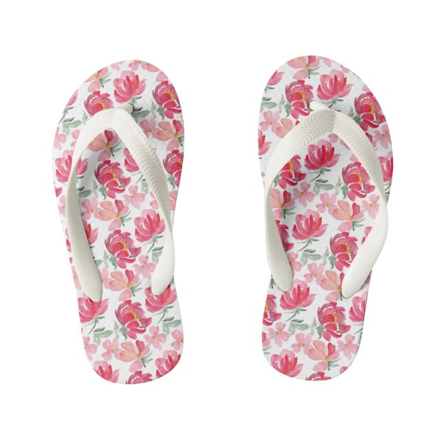Tongs Enfants Motif Watercolor Peony (Semelle)