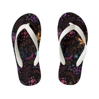Tongs Enfants Neon Floral Butterfly Flip Flops