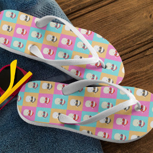Tongs Enfants Neon Père Noël avec lunettes de soleil Motif Cool 