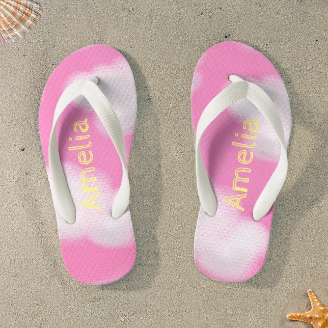 Tongs Enfants Nuages rose et blanc personnalisés (Créateur téléchargé)
