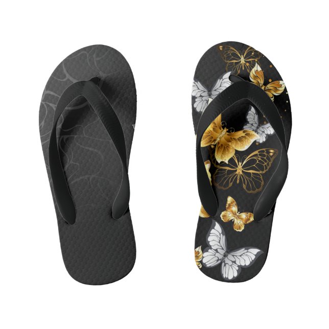 Tongs Enfants Papillons blancs et dorés (Semelle)