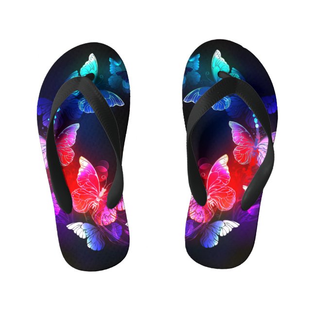 Tongs Enfants Papillons de nuit Neon brillants sur arrière - pla (Semelle)