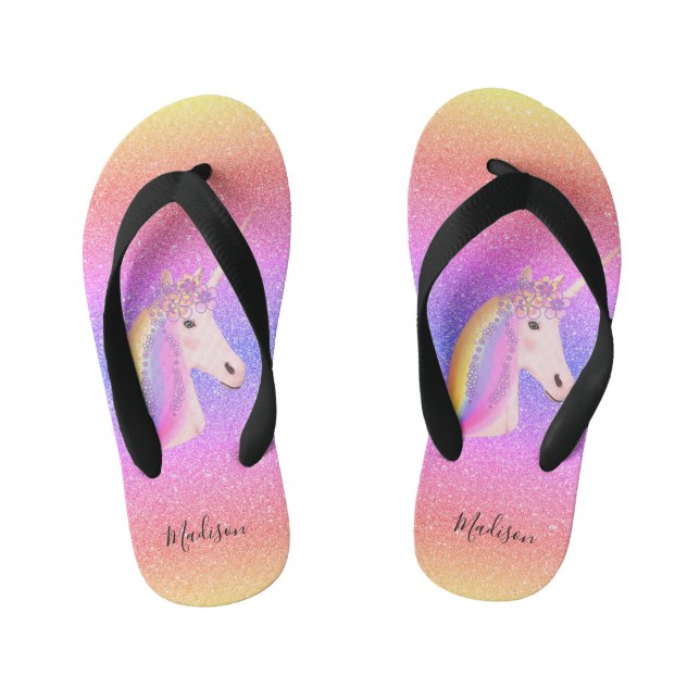 Tongs Enfants Parties scintillant arc-en-ciel Unicorn Personnali (Semelle)
