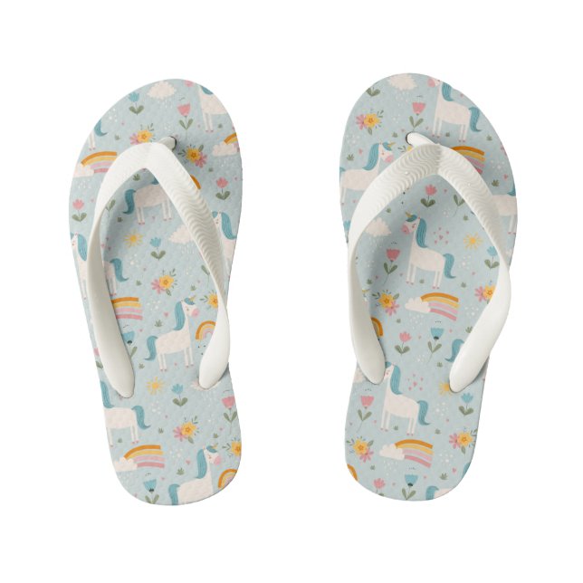 Tongs Enfants Pastel mignon Rainbow Unicorn Motif (Semelle)