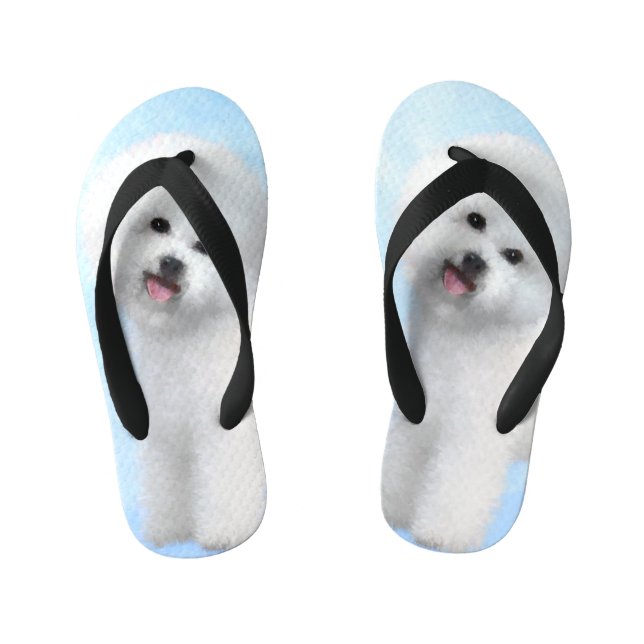 Tongs Enfants Peinture Bichon Frise - Cute Original Chien Art (Semelle)