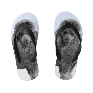 Tongs Enfants Peinture de caniche Miniature Jouet noir Art origi