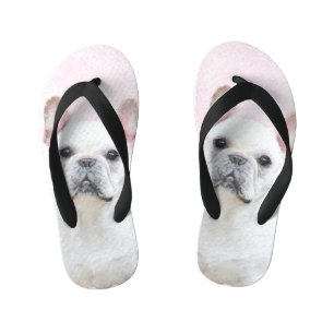 Tongs Enfants Peinture française de Bulldog (Crème/Blanc) - Art 