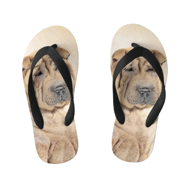 Tongs Enfants Peinture Shar Pei - Cute Original Chien Art (Semelle)
