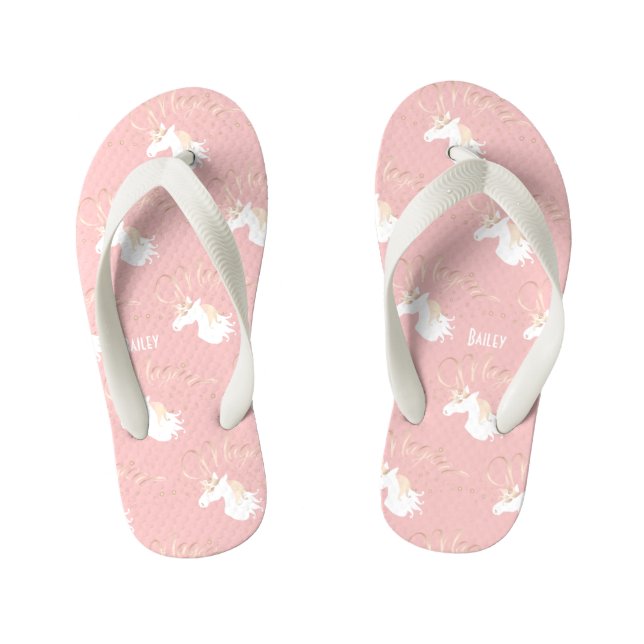 Tongs Enfants Personnalisé rose moderne magique Unicorn fille (Semelle)