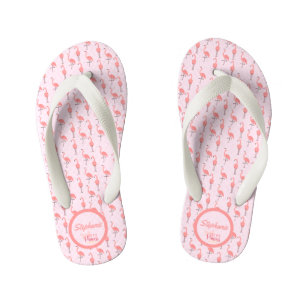 Tongs Enfants Personnaliser Flamingo rose motif petite princesse