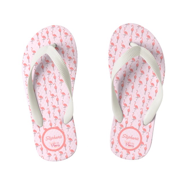 Tongs Enfants Personnaliser Flamingo rose motif petite princesse (Semelle)