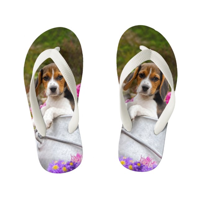 Tongs Enfants Petit chien Beagle de Tricolore (Semelle)