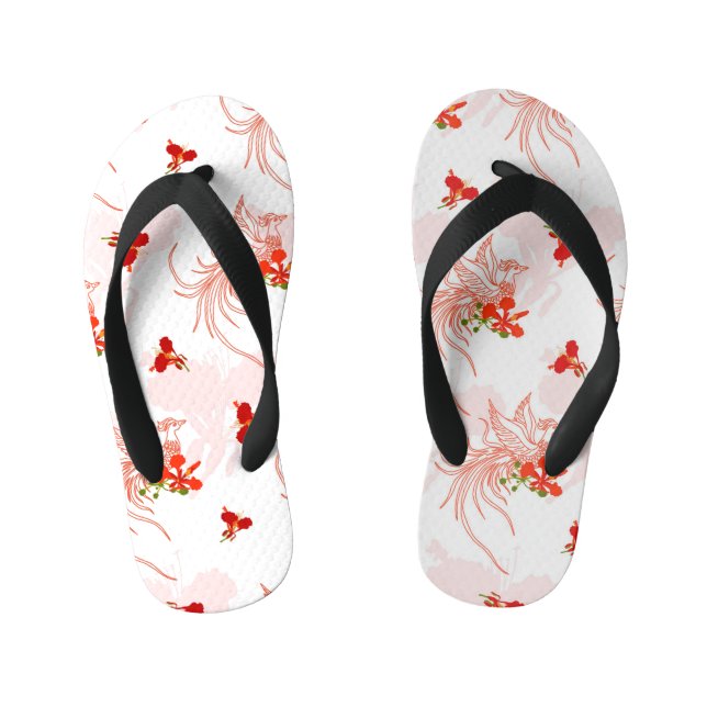 Tongs Enfants Phoenix Oiseau Et Phoenix Fleur Motif Sans Faille (Semelle)