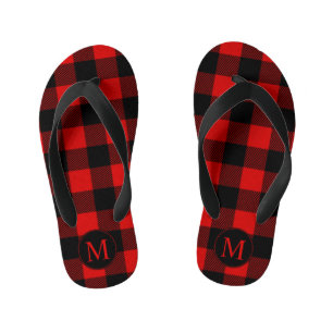 Tongs Enfants Plantation de buffles rouges et noirs avec monogra